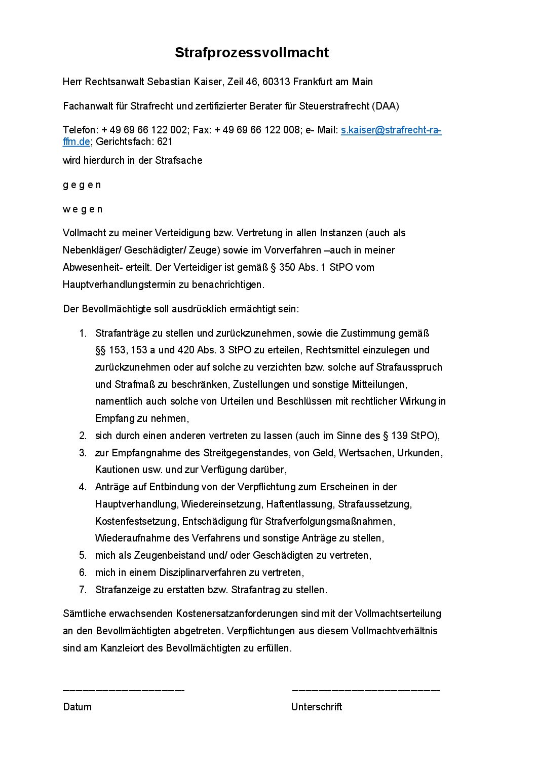 Vollmacht